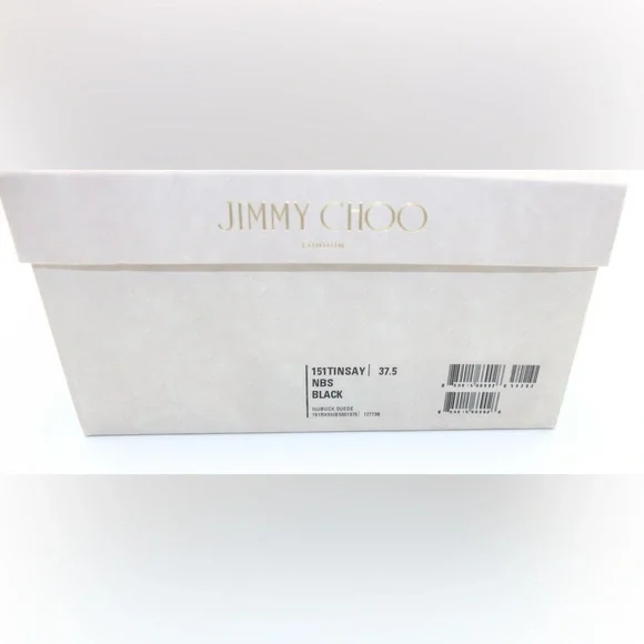 Jimmy Choo Tinsay 85 Black Nubuck Sandal 37.5 - Picture 2 of 6